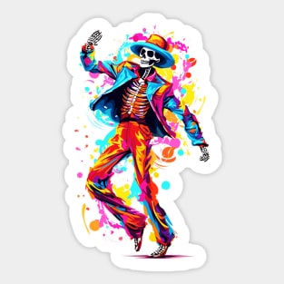 Colorful Day of the Dead Dia de Los Muertos Dancing Skeleton Sticker